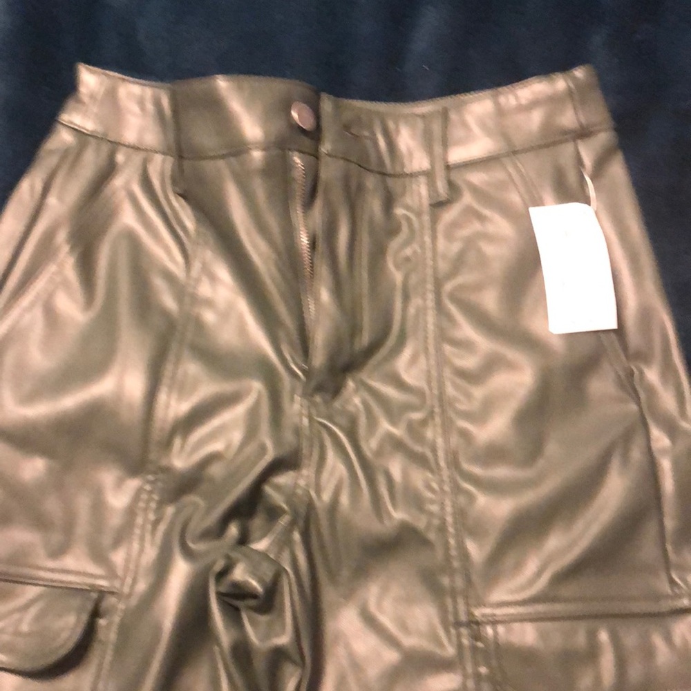 Chic Olive Faux Leather Pants